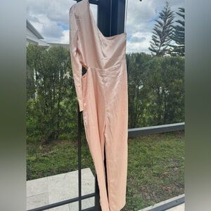 Women's Cream One-Shoulder Jumpsuit